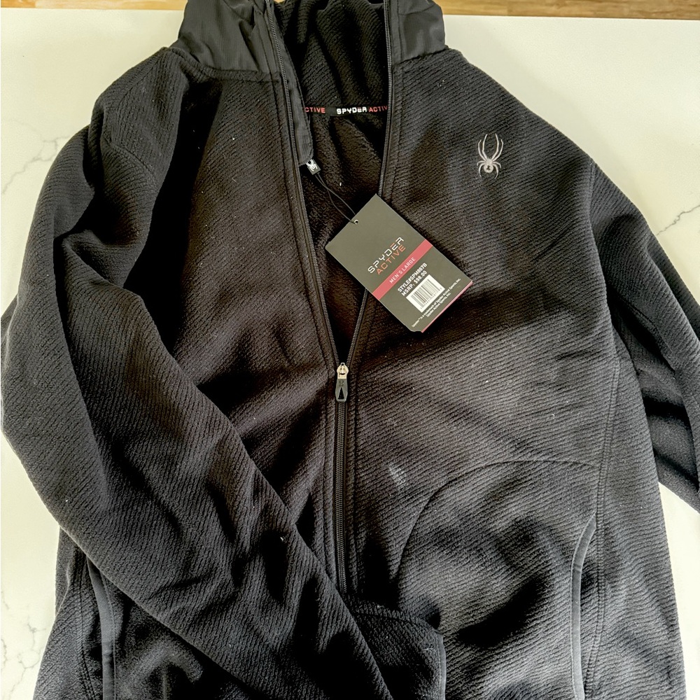 Men’s breathable black spyder jacket large